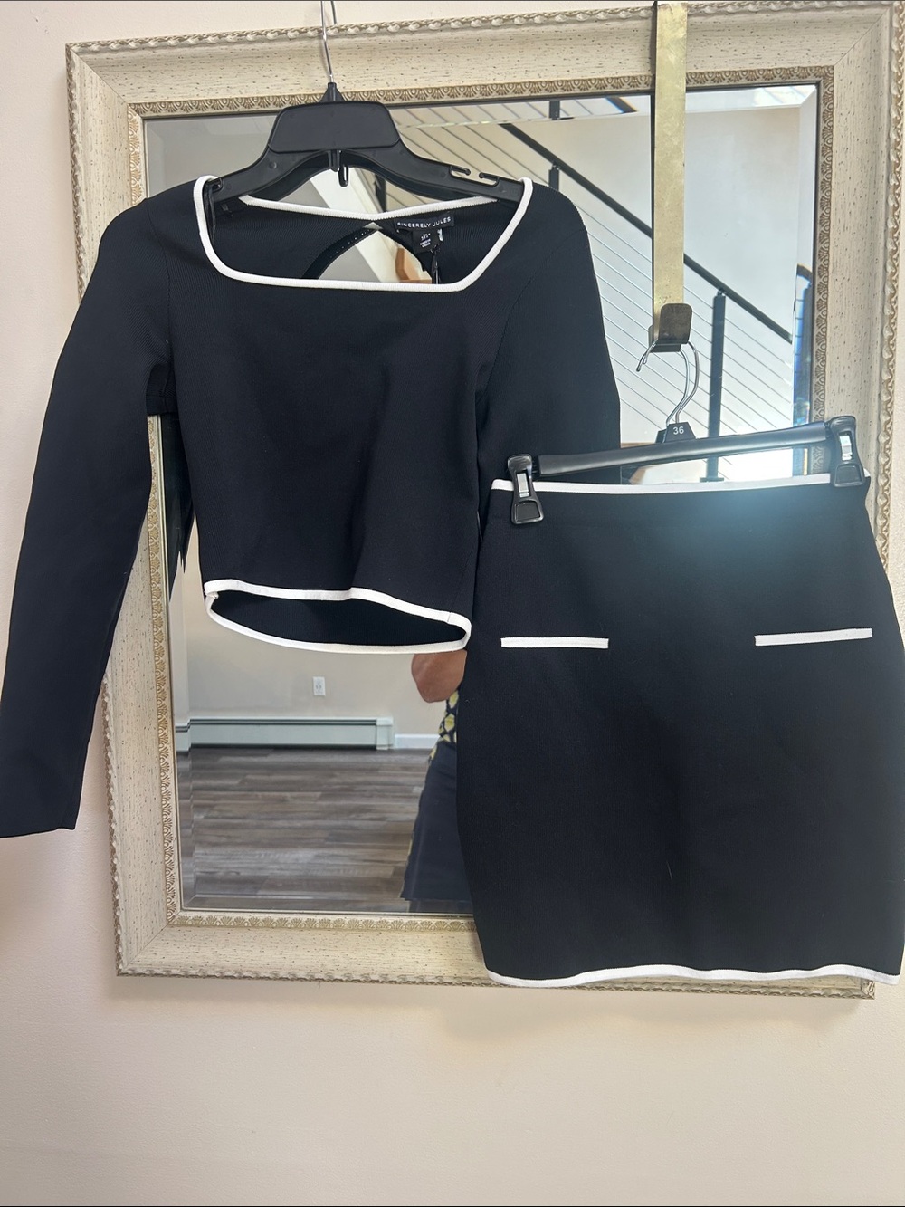 Sincerely Jules Black Mini Skirt with White Trim